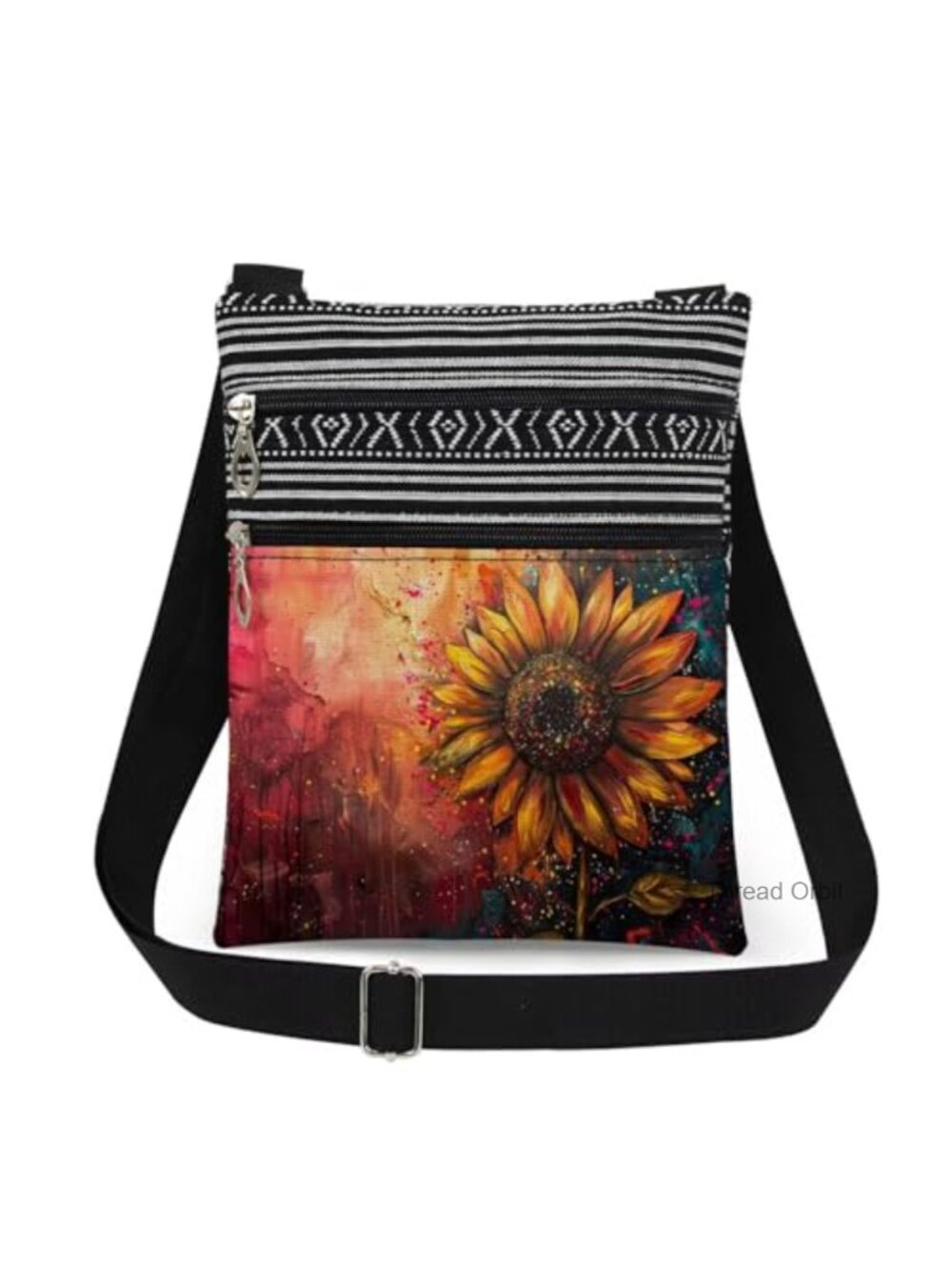 Sunflower Polyester Crossbody Bag Adjustable Strap Daily Purse